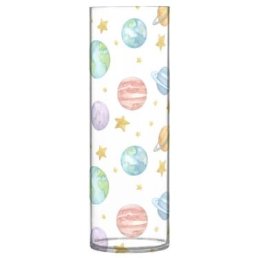 Imagem de CEBUGI Vaso de flores Planet 10 cm x 30 cm Vaso cilíndrico para flores, vaso transparente inquebrável para decoração de casa de festa de casamento