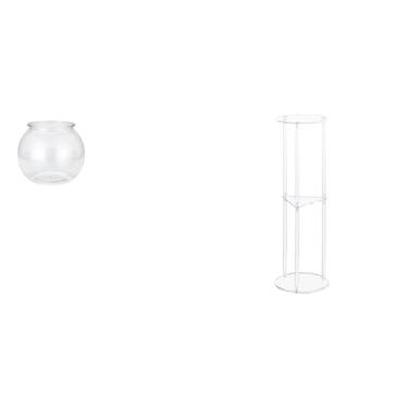 Imagem de Whtkoph Mesa de Acrílico Transparente para Aquário de Peixes Pequenos, Ornamento Redondo, Aquário, Vaso, Mesa Lateral para Bebidas, Par