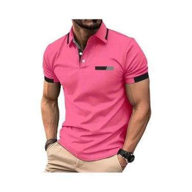 Imagem de Camisa Polo Masculina De Manga Curta Com Detalhes Em Contraste Casual 