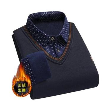 Imagem de Camisa Polo Vintage De Manga Longa Para Homens, Suéter Casual Quente E