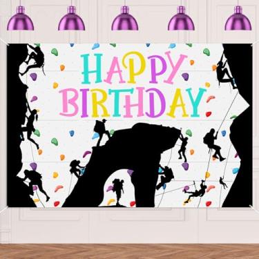 Imagem de Faixa de escalada com tema esportivo de escalada, decoração de pano de fundo, torcida para feliz aniversário, festa de casamento, decoração de cabine de fotos