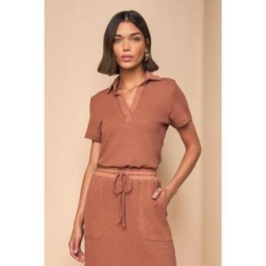 Imagem de BLUSA POLO LADO AVESSO MARROM-Feminino