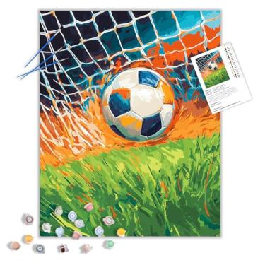 Imagem de ARNLRDYA Kits de pintura de bola de futebol por números para adultos, tinta esportiva de futebol por números, pintura a óleo sobre tela para decoração de quarto e casa (40 × 50 cm, sem moldura)