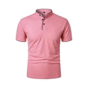 Imagem de Camisa Polo Casual Masculina De Verão Em Cor Sólida, Manga Curta, Resp