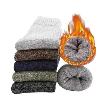 Imagem de Meias de Lã Grossa para Inverno - 5 Pares de Meias Quentes e Macias (M