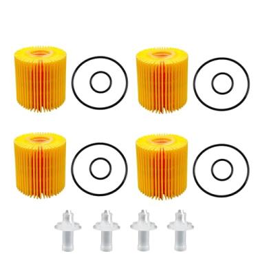 Imagem de Pacote com 4 filtros de óleo 04152-YZZA1 compatível com Toyota Camry Tacoma Highlander Sienna Venza RAV4 Lexus RX350 450h 450hL ES300h 350 IS200T 250 300 350 NX200T Substitui 04152-310900T 0415 2