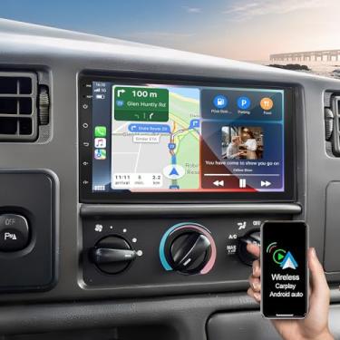 Imagem de Rádio automotivo de 18 cm para Ford F250 F-350 1999 2000 2001 2002 2003 2004 estéreo, tela sensível ao toque estéreo Android com reprodução sem fio/Android auto FM RDS/navegação GPS/câmera de backup