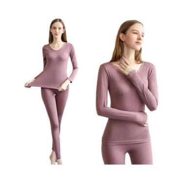 Imagem de Conjunto De Roupa Térmica Feminina De Inverno, Camiseta De Manga Longa