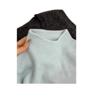 Imagem de Suéter Feminino Vintage De Tricô Com Gola Alta E Manga Longa Casual Pa