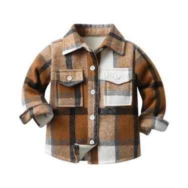 Imagem de Camisa Jaqueta Xadrez Unissex Para Crianças Com Mangas Longas, Botões 