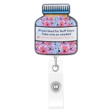 Imagem de Carretel de crachá engraçado para enfermeira de cachorro, prescrito para Ruff Days, porta-crachá retrátil com clipe, presentes fofos para estudantes de enfermagem RN LPN CNA MA trabalhador médico