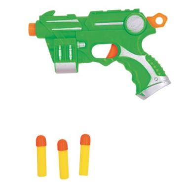 Imagem de Pistola Lança Dardos Arminha Tipo Nerf 3 Dardos - Pica Pau, Verde