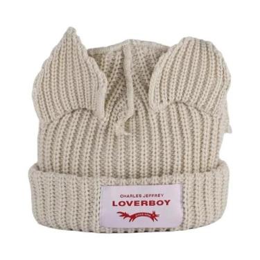Imagem de Gorro Unissex Quente De Tricô Com Orelhas De Gato, Gorro Duplo Com Ore