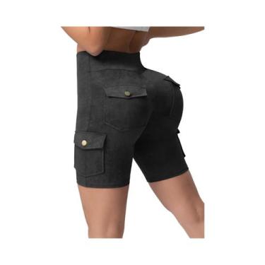 Imagem de Shorts Camuflados Femininos Com Bolsos, Efeito Levanta Bumbum, Control