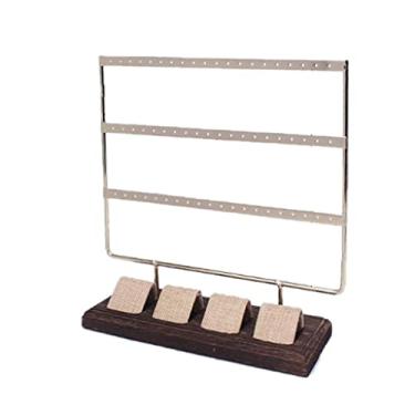 Imagem de Suporte de barra de toalha e brinco de 3 camadas - Suporte de exibição de pulseira de madeira branca, organizador elegante para joias, acessórios e toalhas - Design de torre que economiza espaço