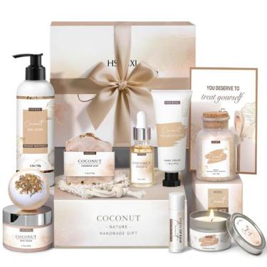 Imagem de Conjunto de cestas de presentes de banho e corpo Coconut Home Spa para
