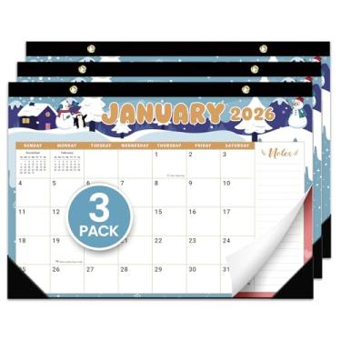 Imagem de Pacote com 3 calendários de mesa 2025-2026, calendário de 21 meses de outubro de 2025 a junho de 2027 - calendário grande de 43 x 30 cm para mesa/parede para escola em casa ou escritório - festival de