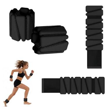 Imagem de 2 pares de pesos de pulso ajustáveis MANO 500 g cada peso no tornozelo para mulheres e homens para treinamento de força, caminhada, fitness, ioga, preto triangular