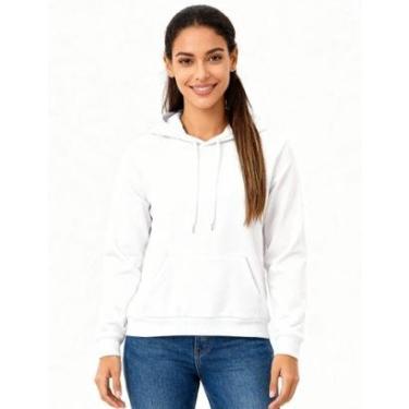 Imagem de Moletom Feminino Liso Abrigo Blusa Moleton Casaco com Capuz-Feminino