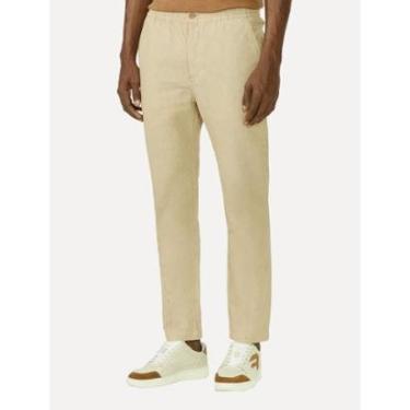 Imagem de Calça Foxton Masculina Linho Nice Listrada Cáqui-Masculino
