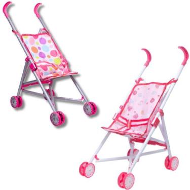 Imagem de Carrinho de Boneca Dobrável em Tecido Infantil Diversão Passeio Bebê -
