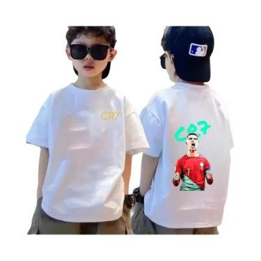 Imagem de Camiseta De Algodão Infantil De Verão CR7 Ronaldo Respirável Casual Mo