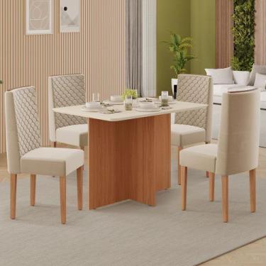Imagem de Conjunto de Sala de Jantar Frida 1,20 com 4 Cadeiras 100% MDF - Tuboar