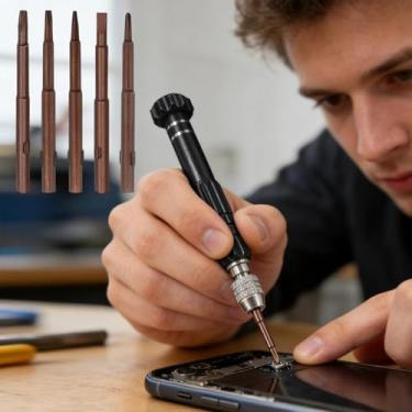 Imagem de Conjunto de mini chave de fenda magnética 5 em 1, chave de fenda de bolso de liga de alumínio de 12 cm, ferramenta compacta para reparo de óculos, eletrônicos, relógios, laptops e pequenos