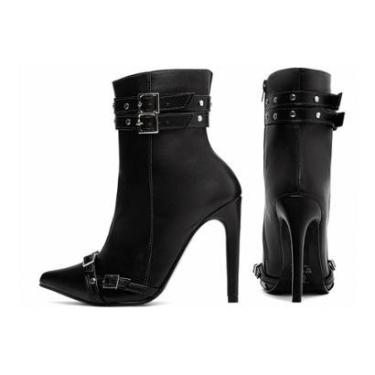 Imagem de Bota Bico Fino Salto 12 Fno Cano Médio Torricella AVS Tamanho:34;Cor:;Genero:feminino-Feminino