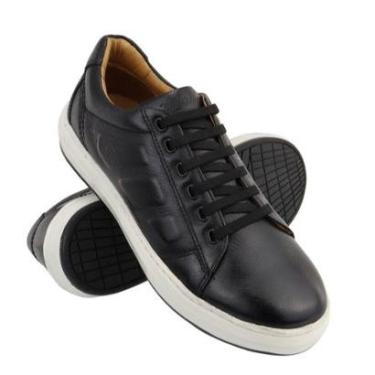 Imagem de Sapatênis Masculino Casual Ultra 100% Couro Preto - 3150-Masculino