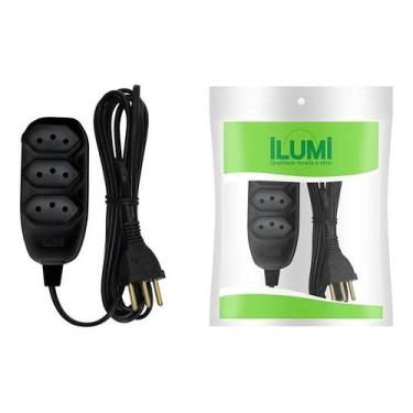 Imagem de Extensão Elétrica Compacta 5M 3 Pinos 10A 250V Preta Ilumi