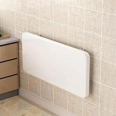 Imagem de Mesa branca de cozinha, barra de café da manhã, mesa de parede, dobrável, montada na parede, mesa de jantar dobrável, mesa de trabalho dobrável, mesa de computador para escritório em casa, pequena