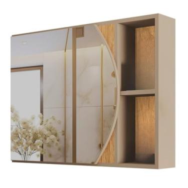 Imagem de Armário Aéreo de Banheiro com Espelheira – 1 Porta e Nicho, Armazenamento Organizado para Higiene e Cosméticos Doméstico (Fendi Flex)