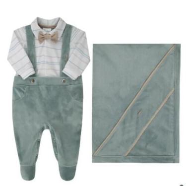 Imagem de Kit Saída Maternidade Luxo Bebê Menino Plush Paraiso 17735-Masculino