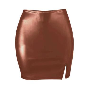 Imagem de Saia Curta De Couro Preta De Cintura Alta Para Mulheres, Vestido Sexy 