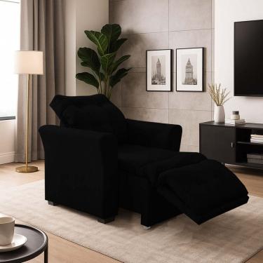 Imagem de Poltrona Cadeira Papai Mamãe Idoso Reclinável E Retrátil Bellagio Preto