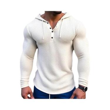 Imagem de Camiseta Masculina De Manga Longa Slim Fit Em Cor Sólida Confortável C