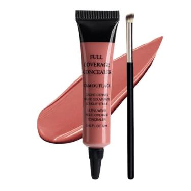 Imagem de Corretivo sob os olhos + pincel, corretivo clareador de cobertura total 24H para olheiras, linhas finas, creme corretor de cor antienvelhecimento - 11,8 ml (nº 06 rosa + pincel)