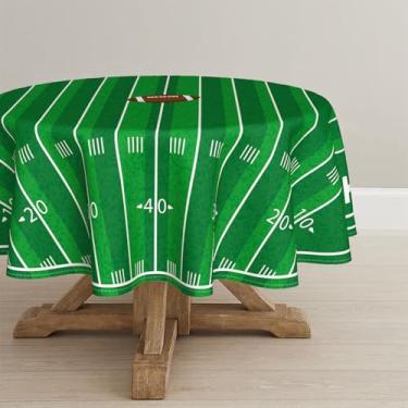 Imagem de Horaldaily Toalha de mesa redonda de futebol 228 cm x 236 cm, touchdown de futebol e tema de dia de jogo, decorativa lavável para decoração de festa, piquenique, jantar