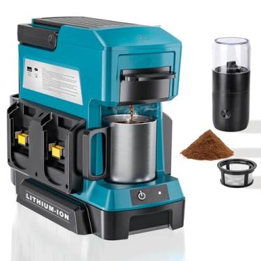 Imagem de Taingwei Cafeteira sem fio para bateria Makita de 18 V, cafeteira portátil com moedor de café elétrico para trailer, acampamento, viagem, carro, caminhada (bateria não incluída)