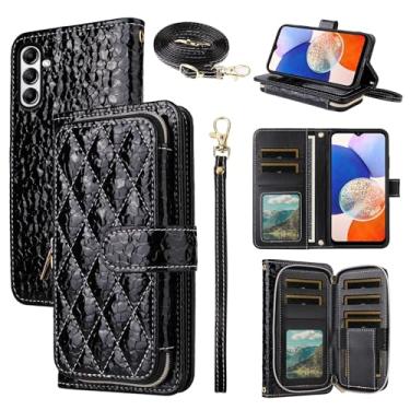 Imagem de Furiet Argyle Capa carteira para Samsung Galaxy A56 5G com alça transversal/alça de pulso de couro luxuoso com suporte de zíper bolsa à prova de choque para cartão capa de celular para A 56 56A LTE