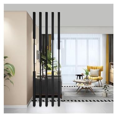 Imagem de Divisória de sala de privacidade preta - Divisória alta para sala de estar, restaurante, quarto, 5 painéis, 2 m, altura ajustável (1 m a 2,4 m)