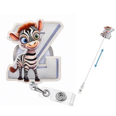 Imagem de MXJSFXF Carretel de crachá fofo, carretel de crachá de enfermeira personalizado (LetterA-Z), suporte de identificação retrátil de acrílico premium com cordão de puxar resistente, presente atencioso