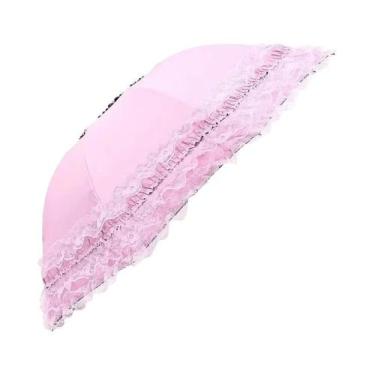 Imagem de Guarda-chuva Dobrável Vintage Gótico Lolita Com Renda, Proteção Anti-U