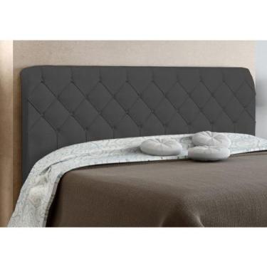 Imagem de Cabeceira Paris Cama Box King 195 cm Suede Amassado Cinza - JS Móveis