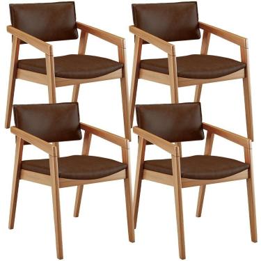 Imagem de Kit 04 Cadeiras Para Sala De Jantar Estar Living Giorgia B04 Couríssimo Marrom