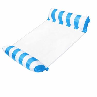 Imagem de Boia Flutuante com Rede e Almofadas Infláveis Flutuador Cadeira Piscina e Praia Chácara Verão Sol Espreguiçadeira Adulto Infantil (Azul)