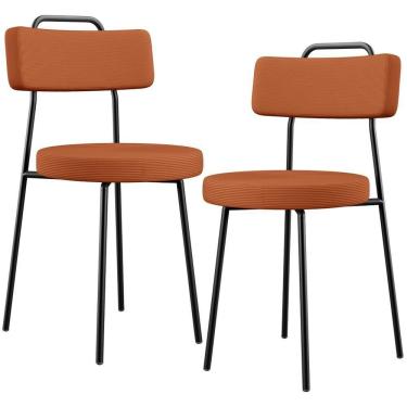 Imagem de Kit 02 Cadeiras Decorativas Estofada Para Sala De Jantar Barcelona L02 Tecido Terracota