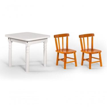 Imagem de Conjunto Mesinha Infantil Branca Com 2 Cadeiras Kids