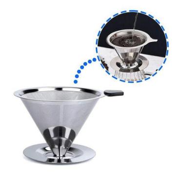 Imagem de Coador Funil Café Filtro Metal Aço Inoxidável Tamanho 103 - Cafeteira